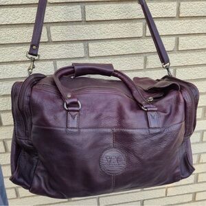Luxurious Dark Brownish Burgundy Leather Duffel Bag
